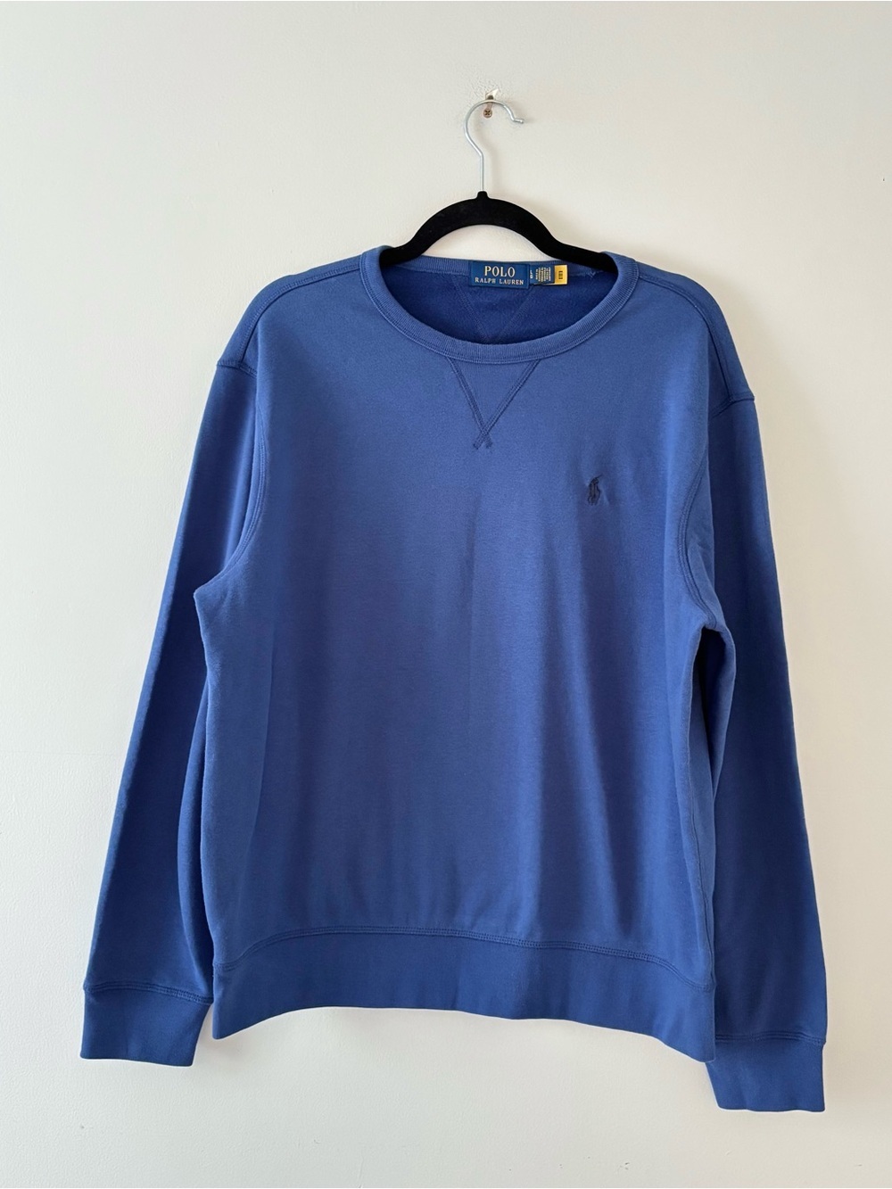 Polo Ralph Lauren Men’s Pullover Crew Sweater Fleece Lining Boxy Fit Blue